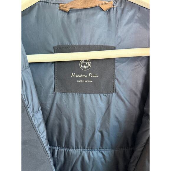 Massimo Dutti Long Sleeve Zip Up Hooded Down Jacket Navy Blue Men's Size Medium - Picture 8 of 10